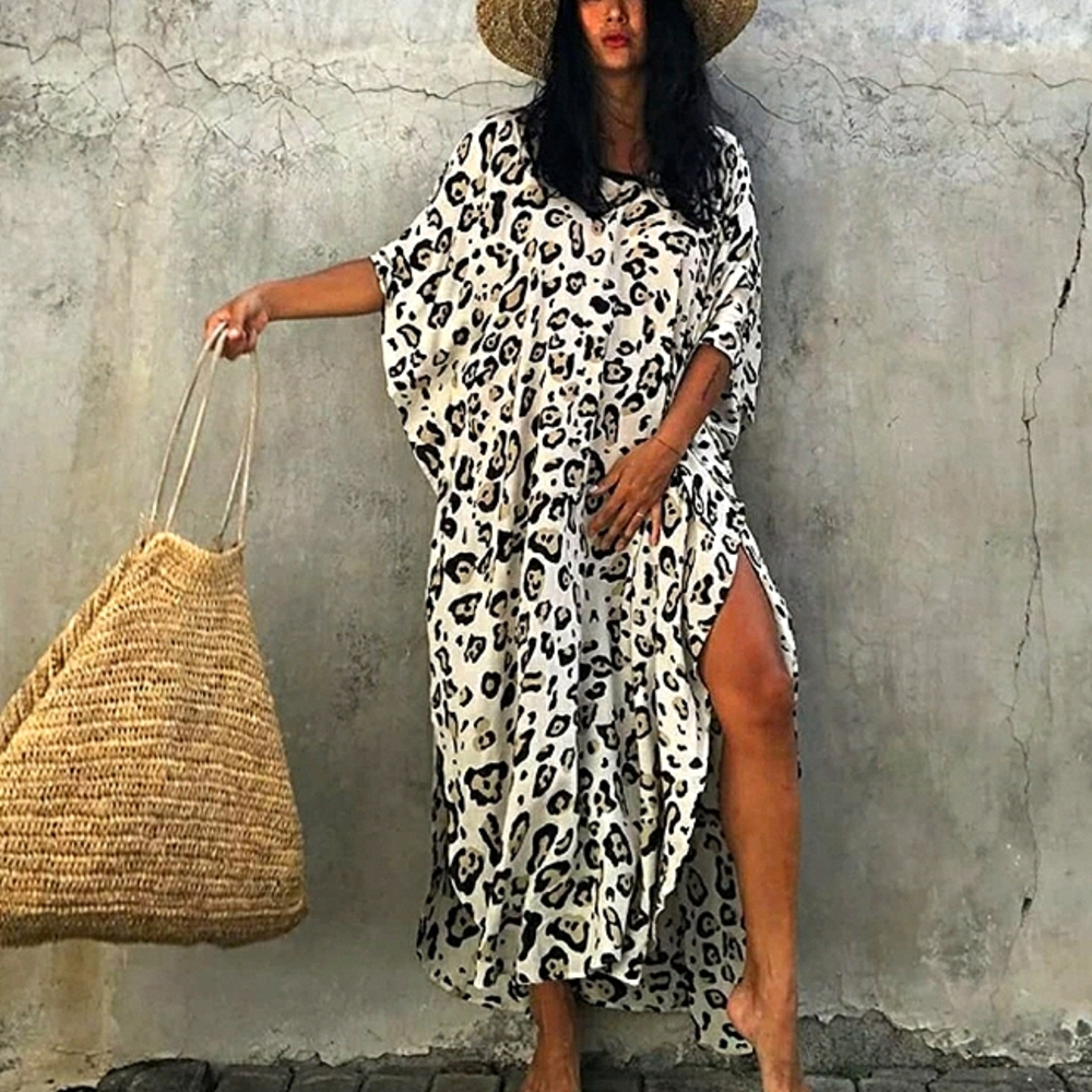 Loose Kaftan Beach Maxi Dresses,Ethnic Print Beachwear
